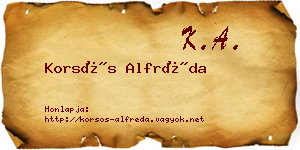 Korsós Alfréda névjegykártya